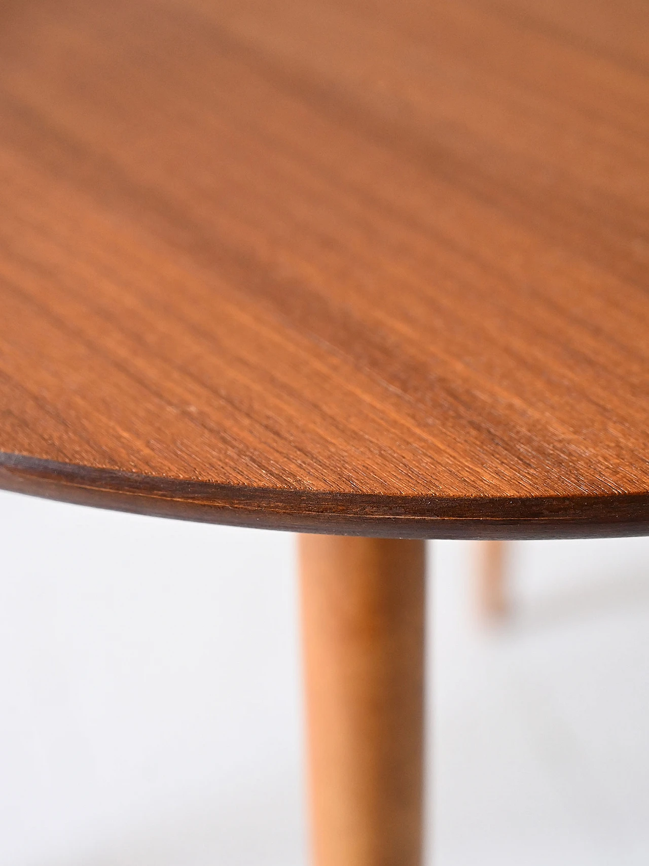 Round coffee table with teak top and birch legs, 1960s 5