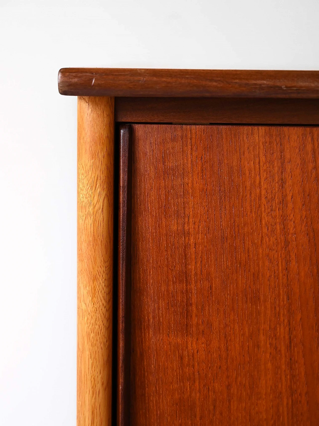 Scandinavian oak cabinet with sliding teak doors, 1960s 6