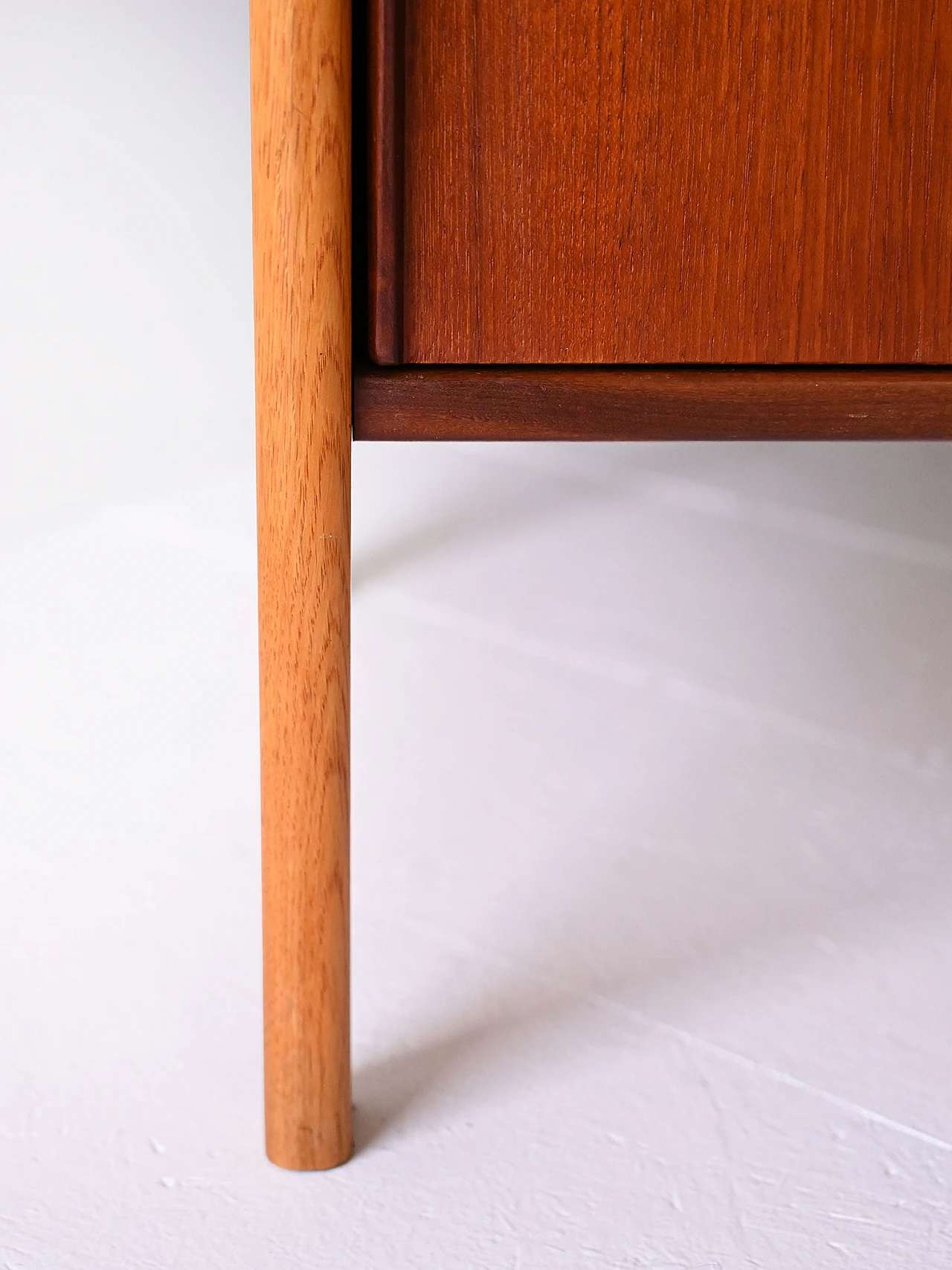 Scandinavian oak cabinet with sliding teak doors, 1960s 7