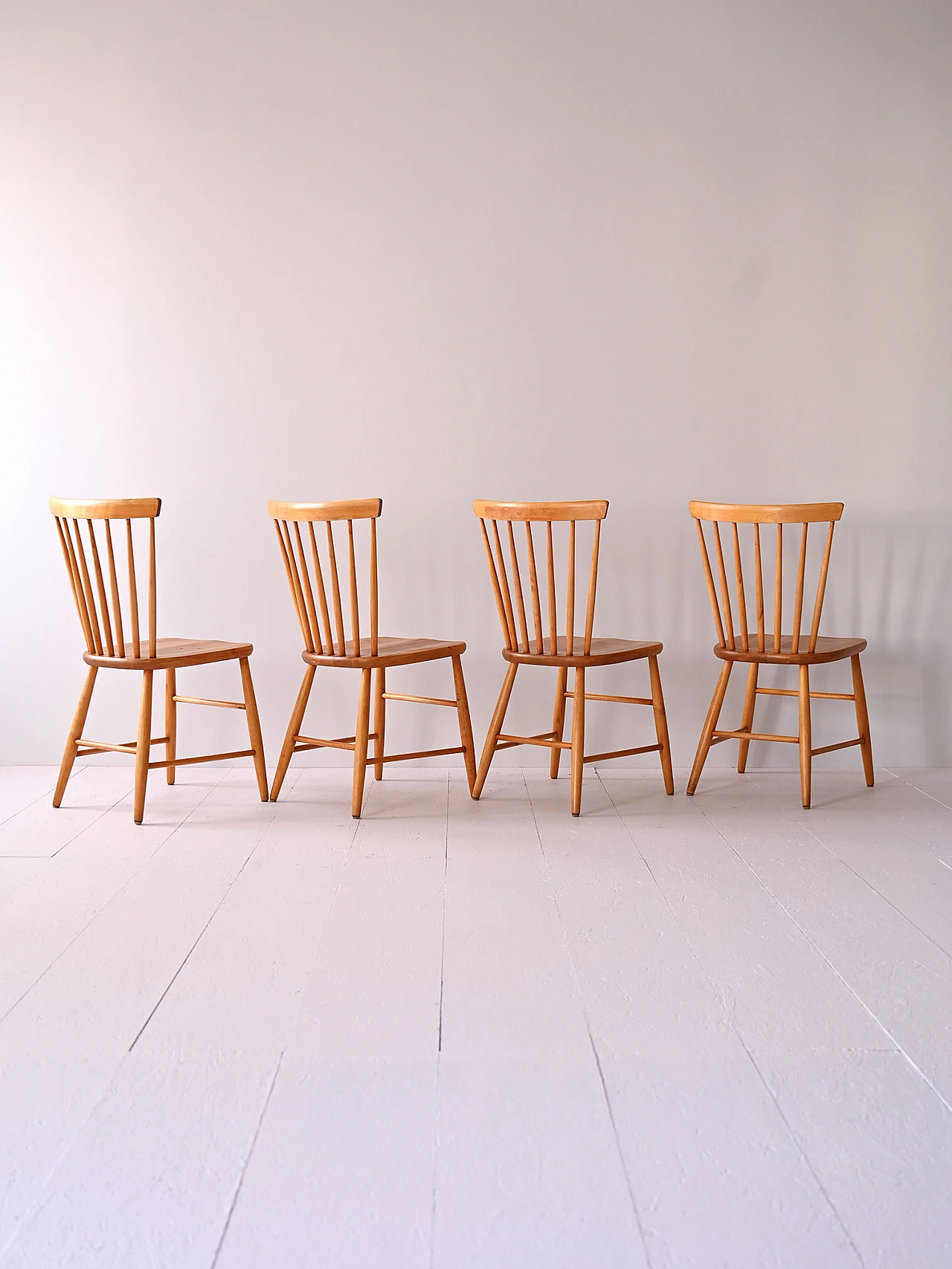 4 Scandinavian beech chairs, 1960s 1