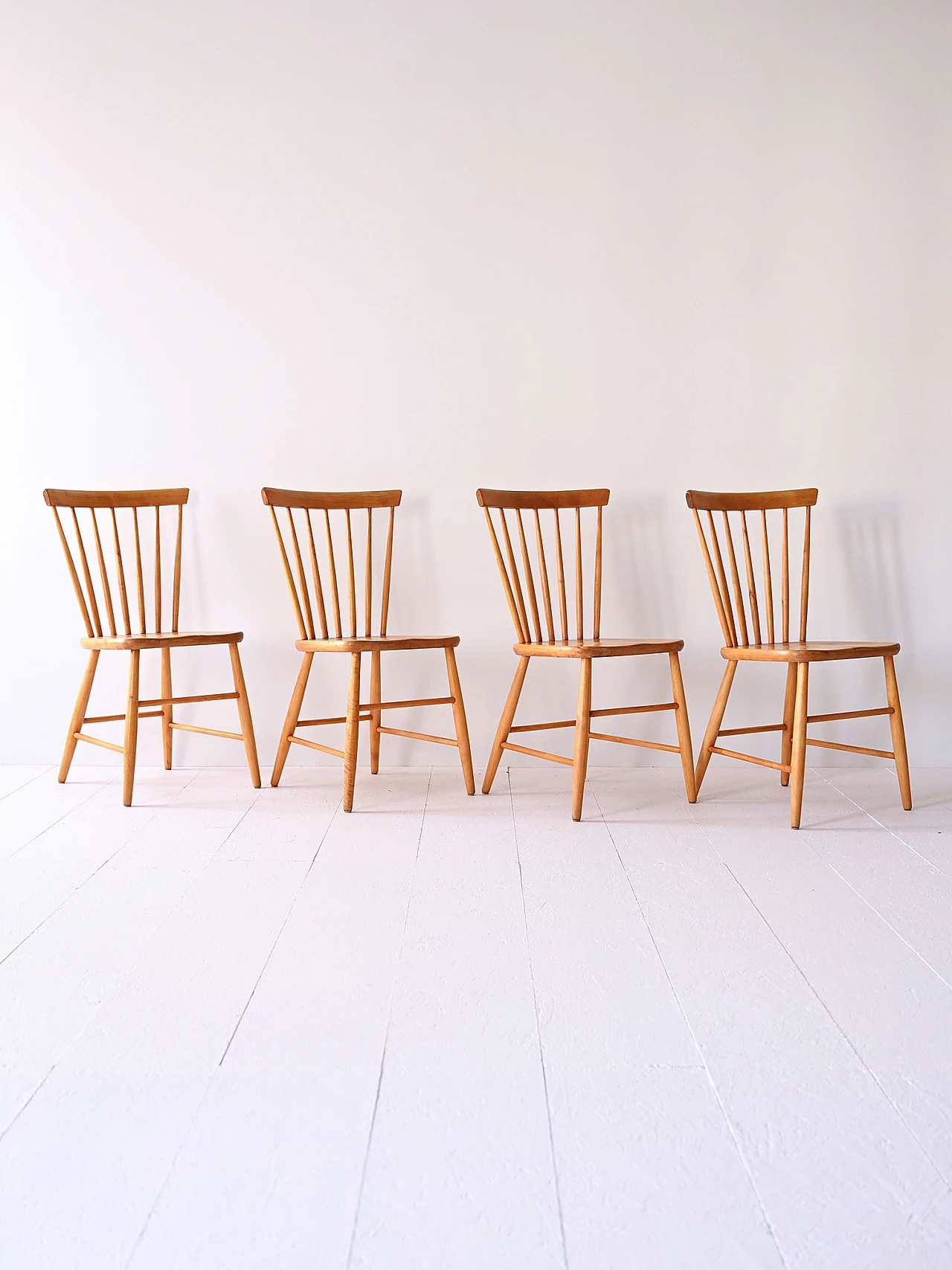 4 Scandinavian beech chairs, 1960s 2