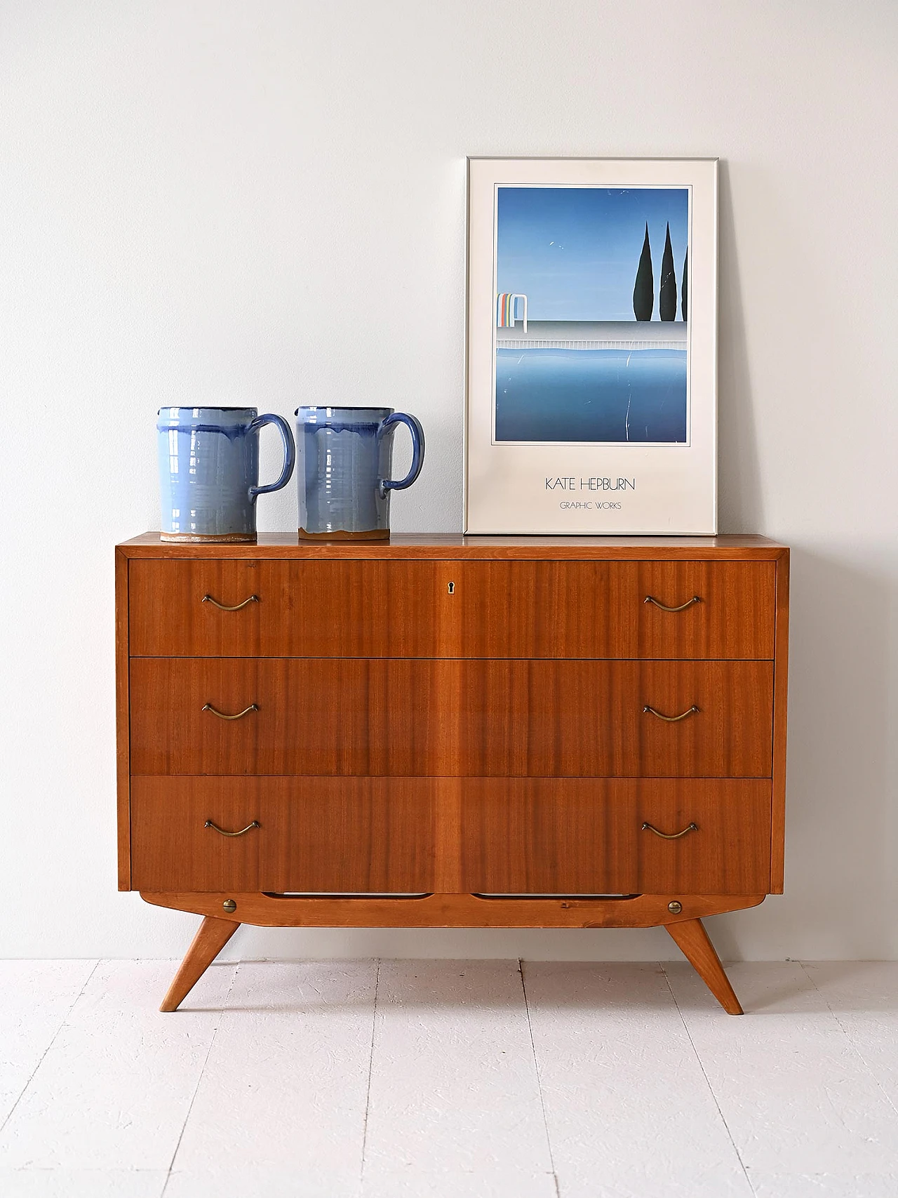 Scandinavian mahogany chest of drawers with metal handles, 1960s 1