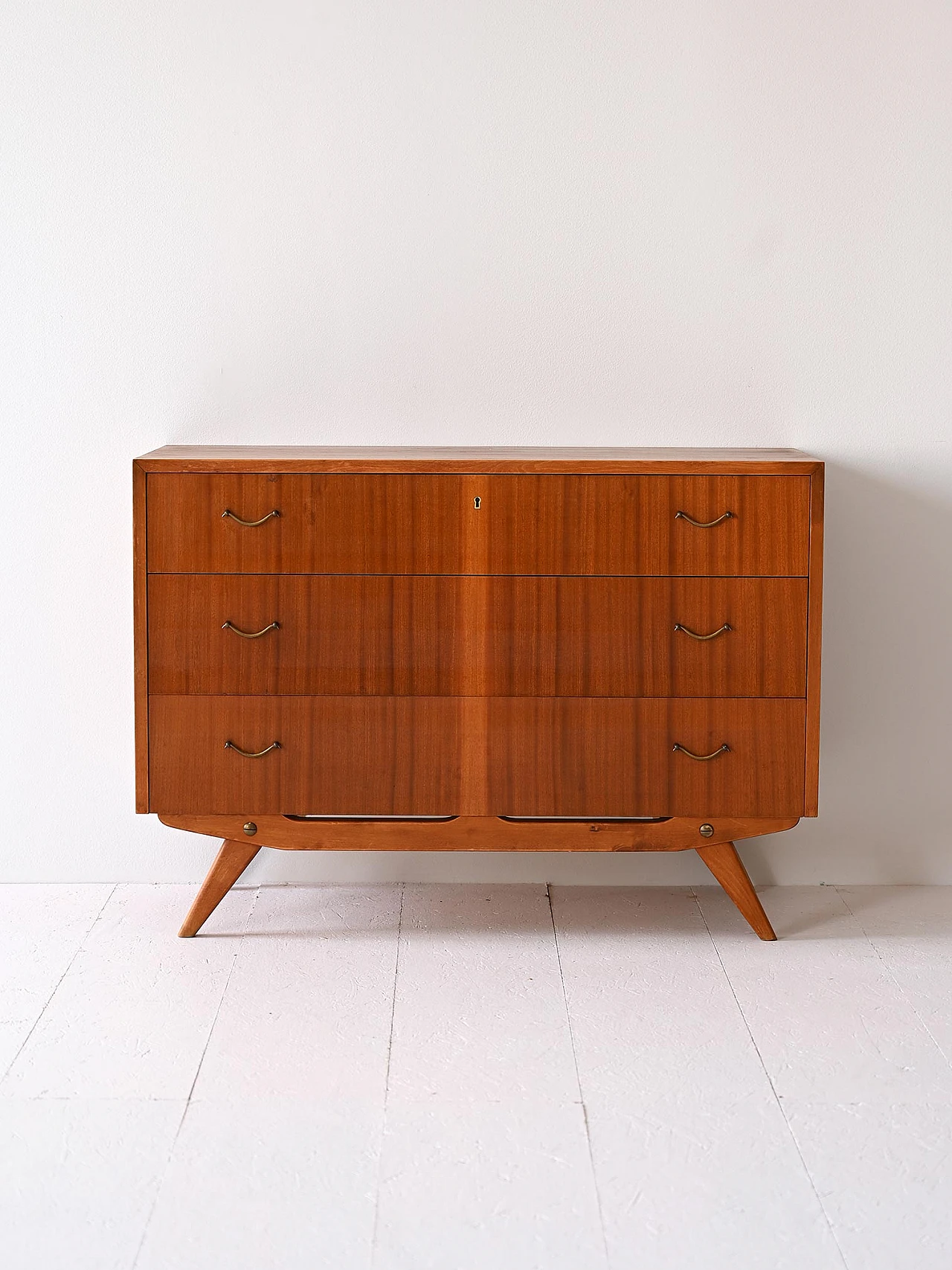 Scandinavian mahogany chest of drawers with metal handles, 1960s 2