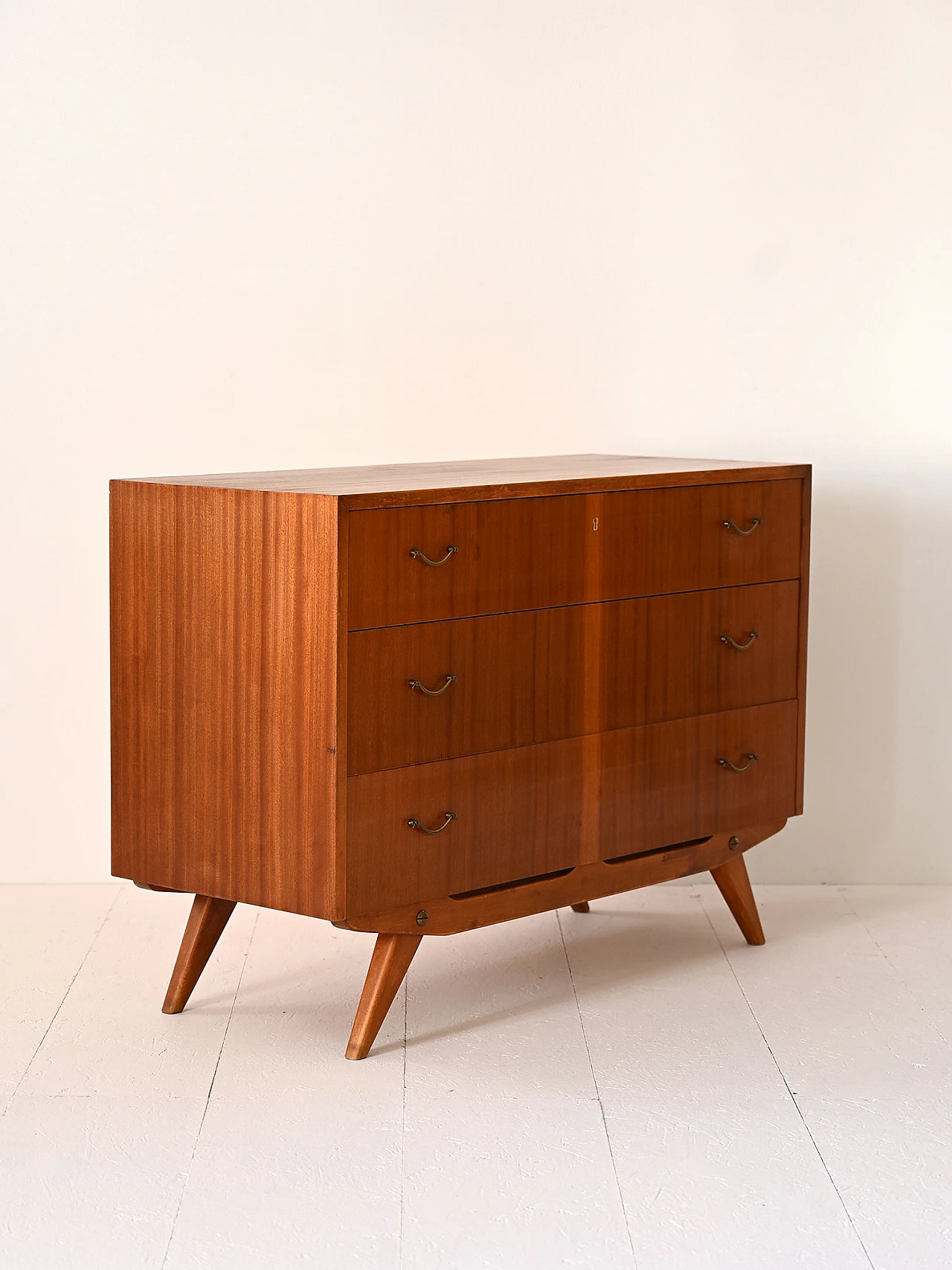 Scandinavian mahogany chest of drawers with metal handles, 1960s 3