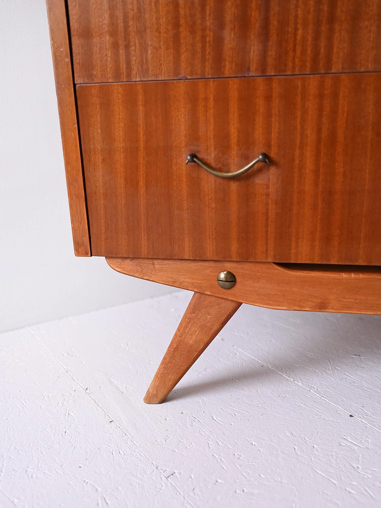 Scandinavian mahogany chest of drawers with metal handles, 1960s 7