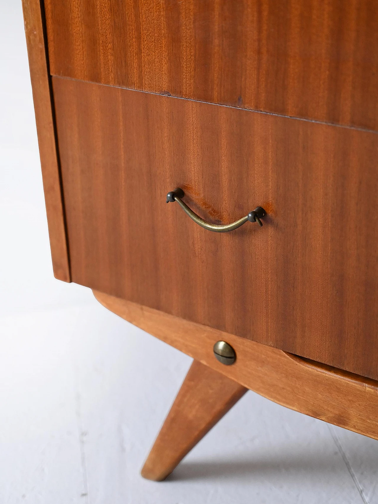 Scandinavian mahogany chest of drawers with metal handles, 1960s 10