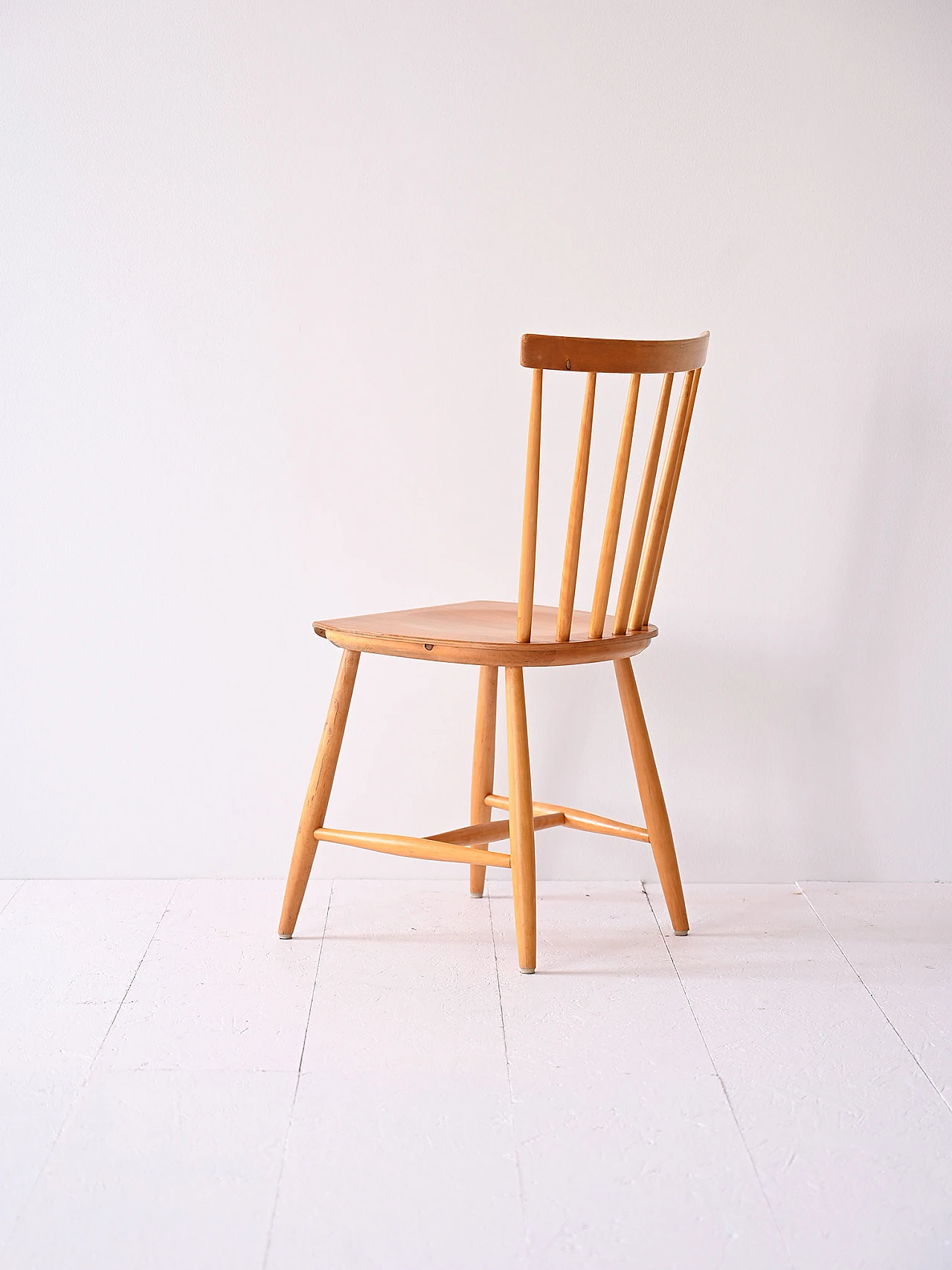 Scandinavian Pinnstolar birch chair with teak seat, 1960s 2