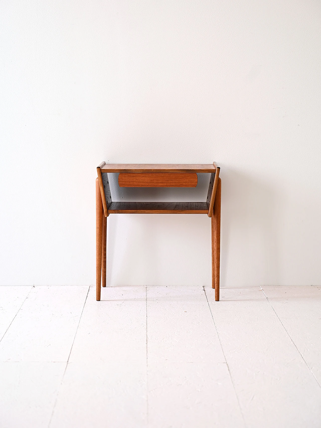 Teak bedside table with conical legs, 1960s 2