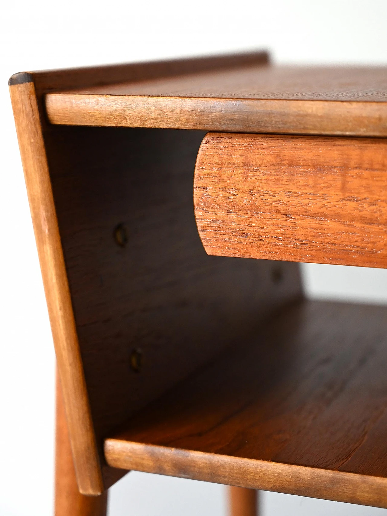 Teak bedside table with conical legs, 1960s 9