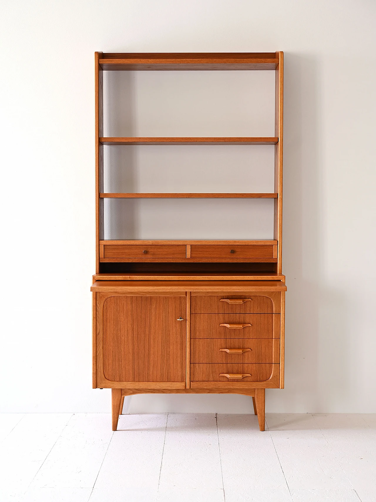 Scandinavian wooden bookcase with pull-out desk, 1960s 2