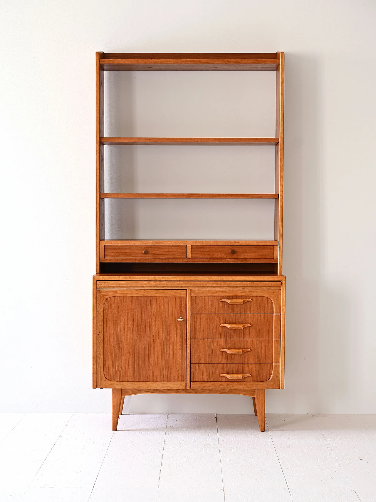 Scandinavian wooden bookcase with pull-out desk, 1960s 3