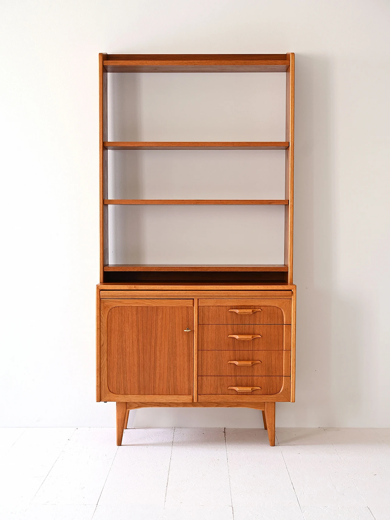 Scandinavian wooden bookcase with pull-out desk, 1960s 4