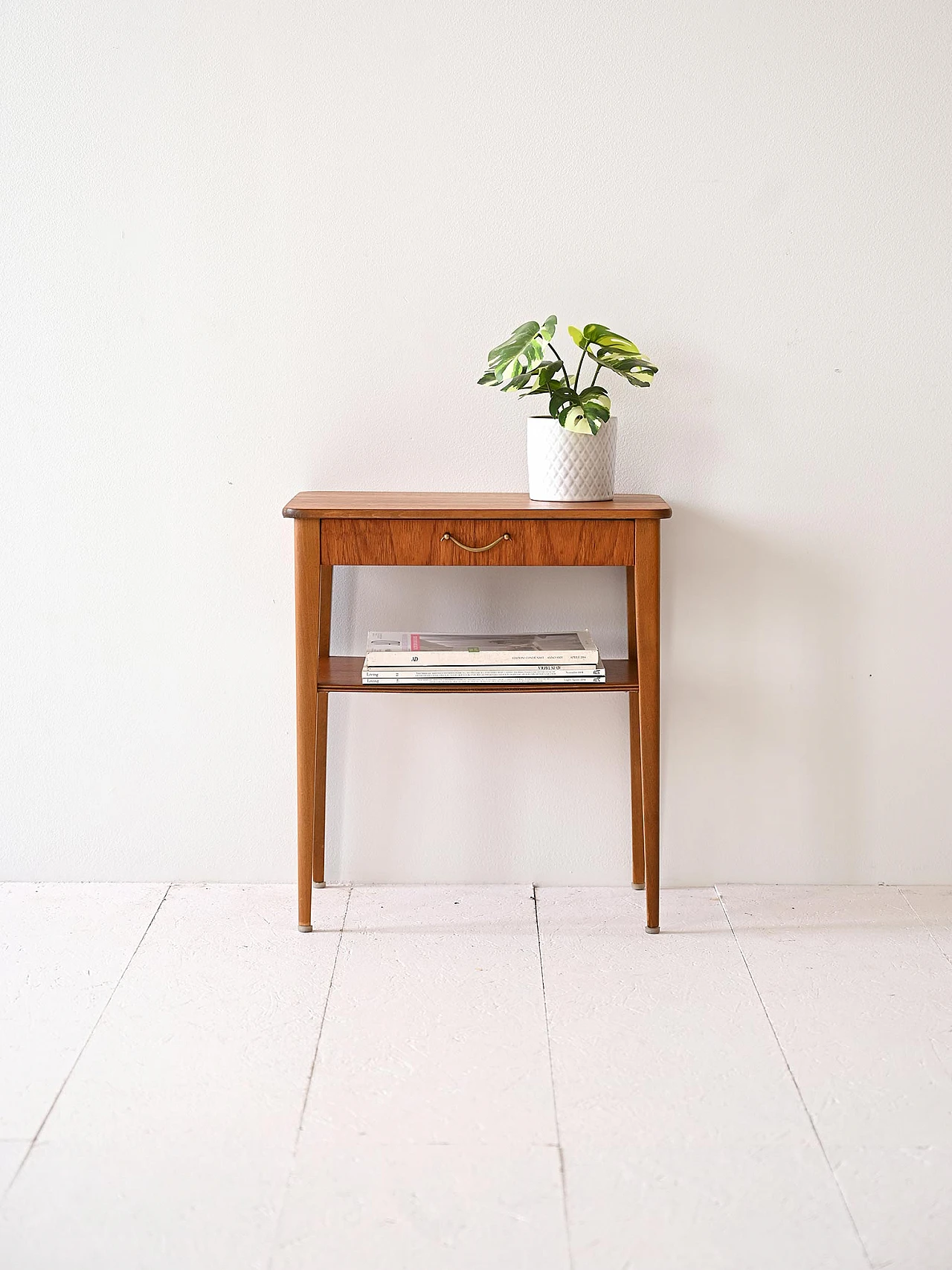 Retro teak bedside table with drawer, 1960s 1