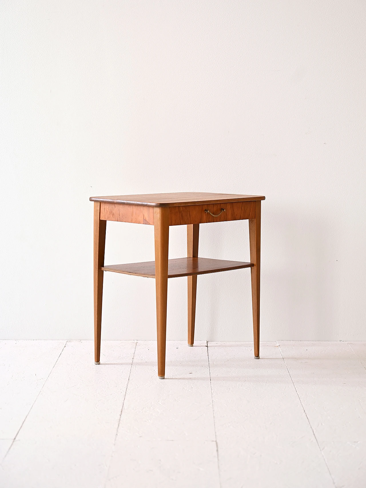 Retro teak bedside table with drawer, 1960s 3