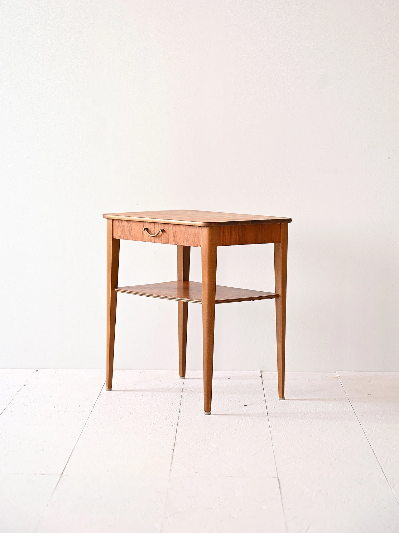 Retro teak bedside table with drawer, 1960s 4