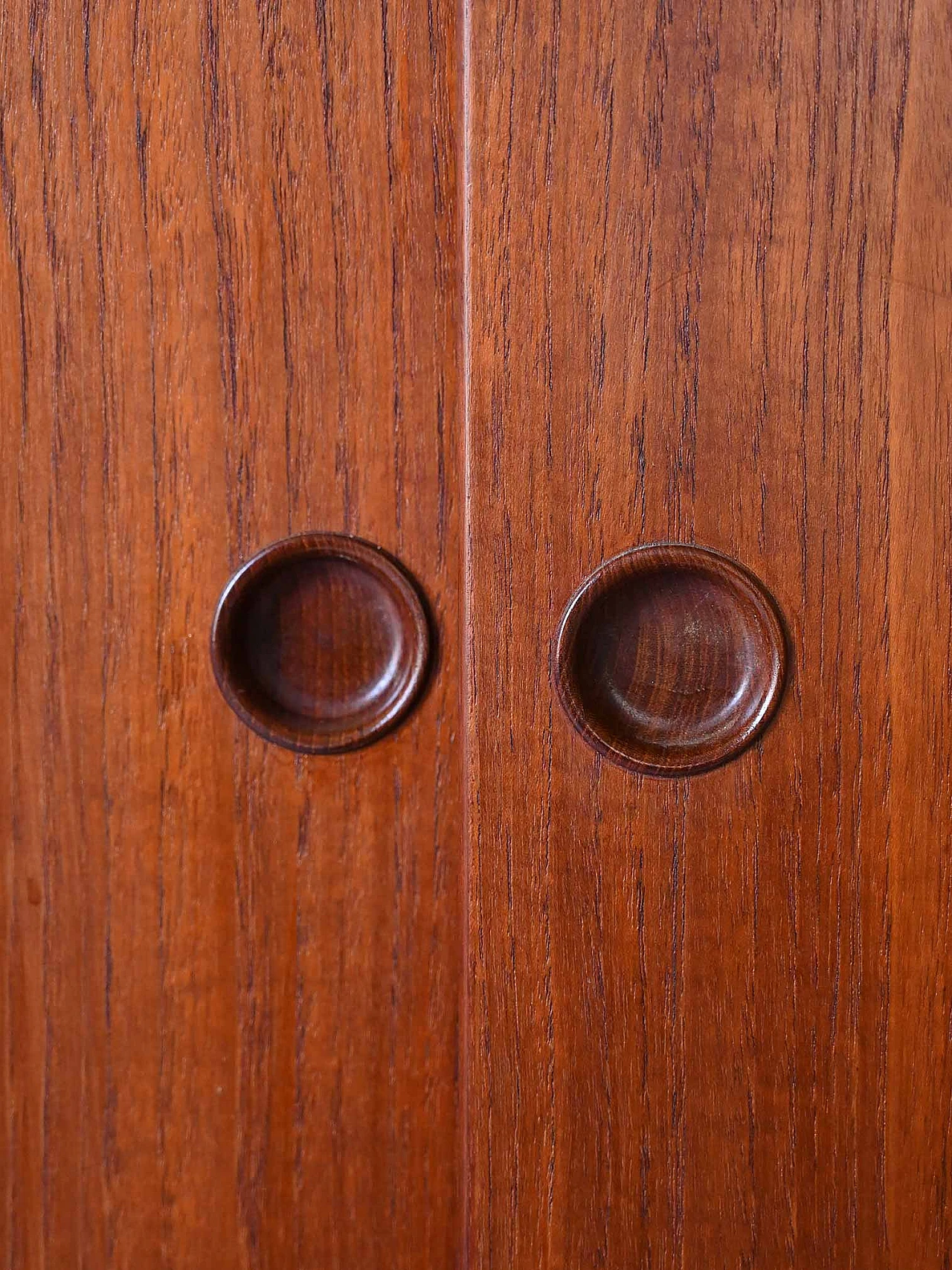 Scandinavian oak bookcase with sliding teak doors, 1960s 10