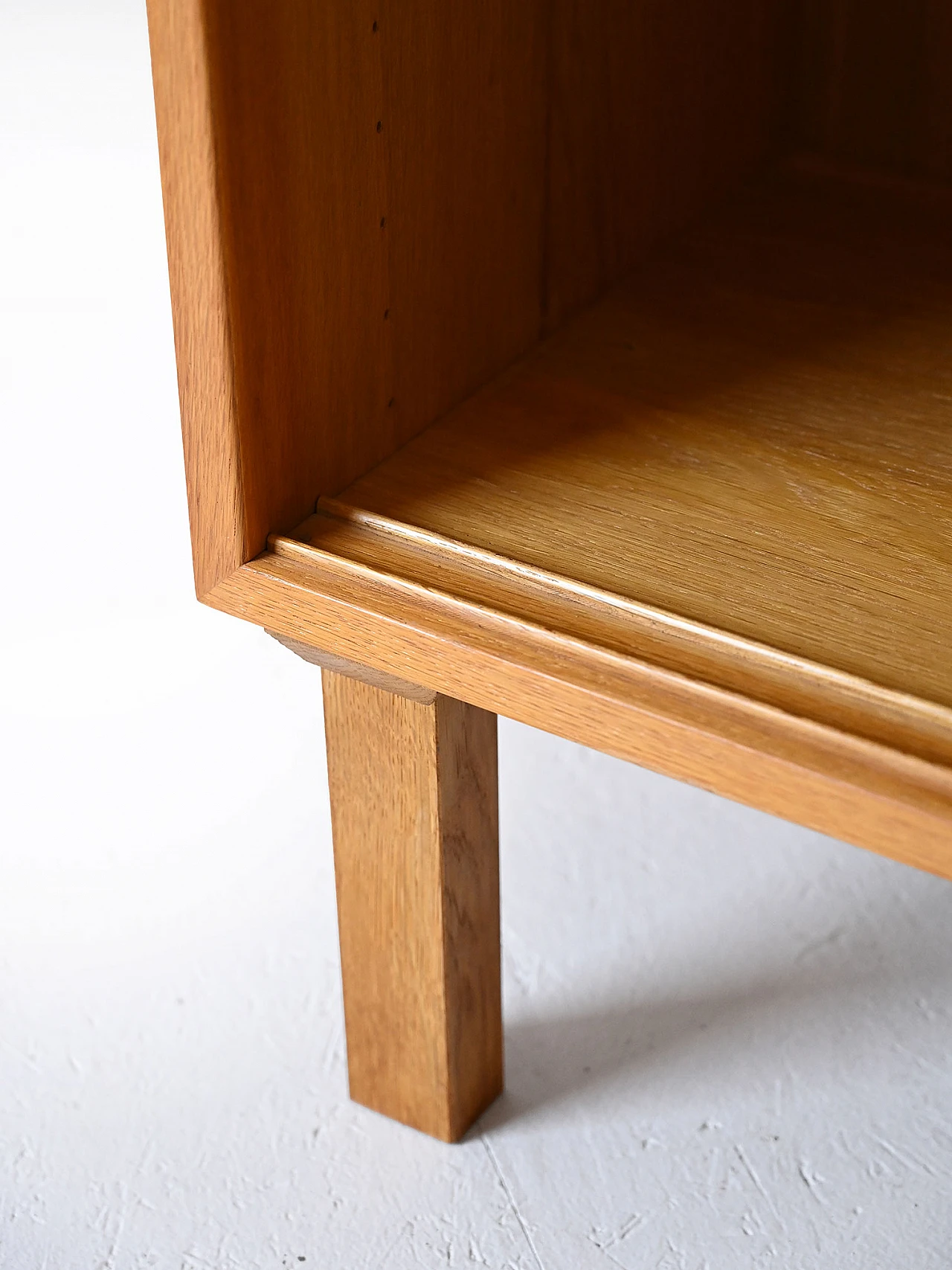 Scandinavian oak bookcase with sliding teak doors, 1960s 11