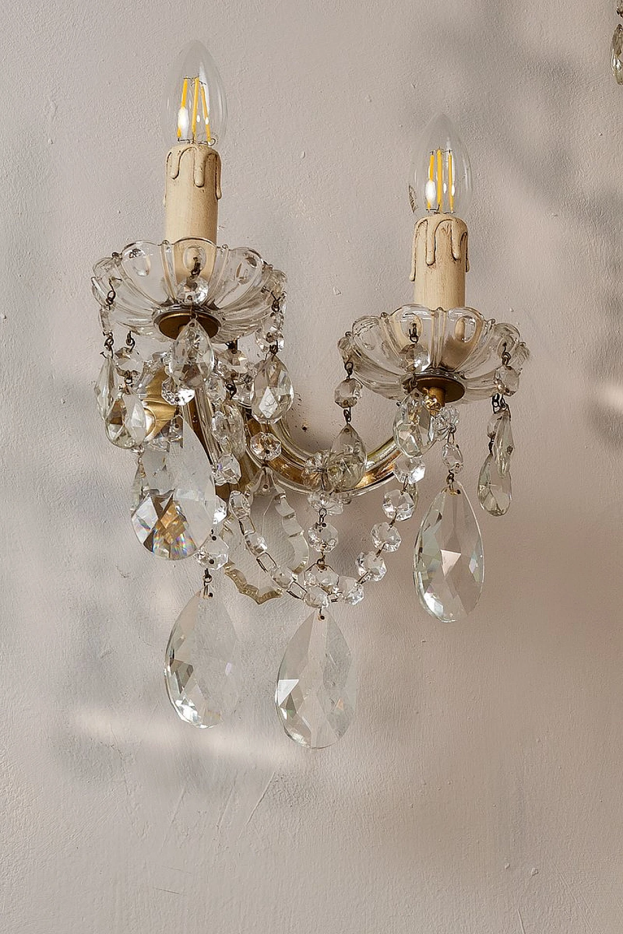 3 Crystal wall lamps in Maria Theresa style, 1940s 10