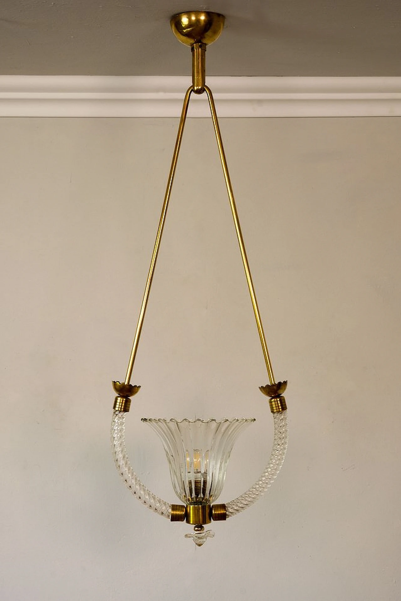 Lampadario in vetro di Murano attribuito ad Ercole Barovier, anni '30 1