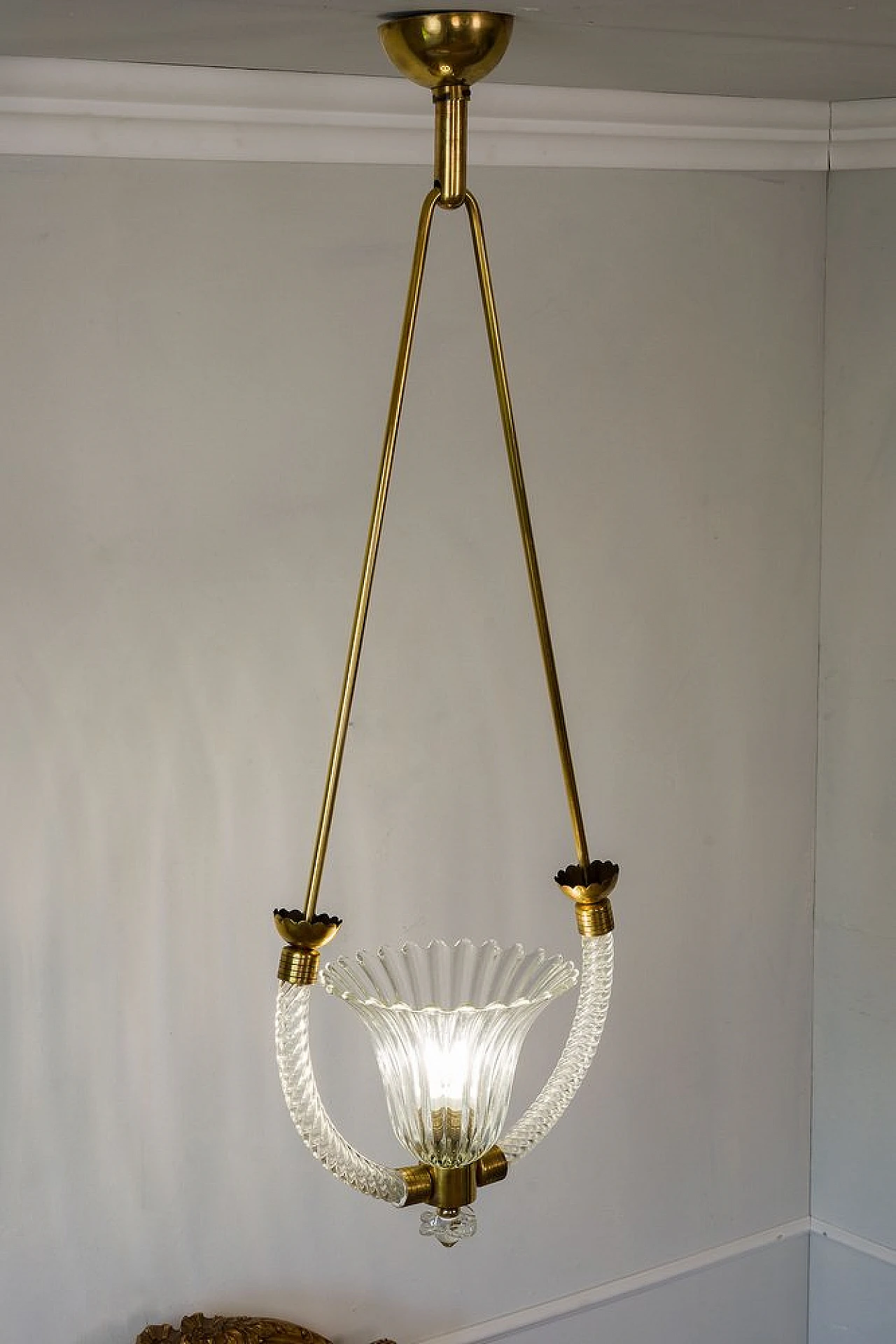 Lampadario in vetro di Murano attribuito ad Ercole Barovier, anni '30 3