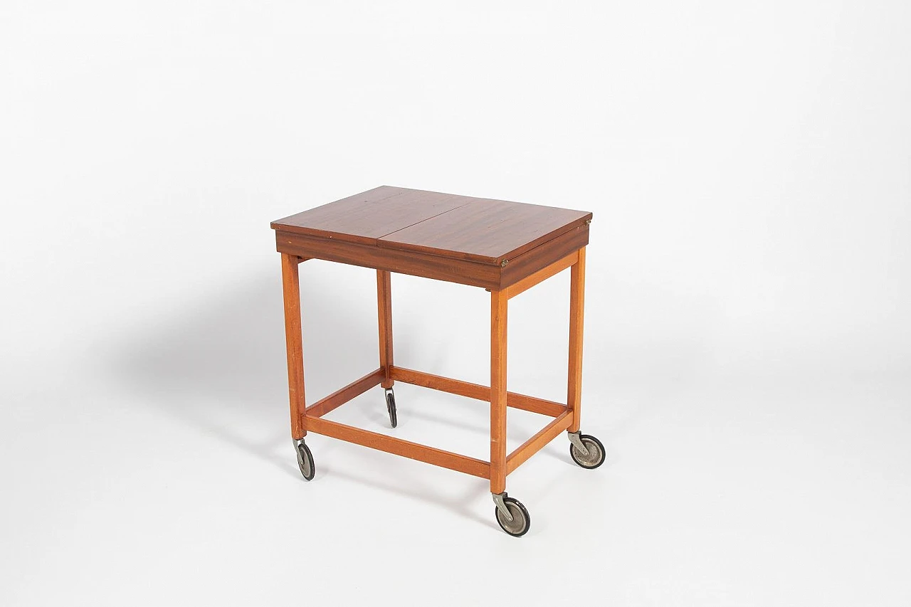 Scandinavian Side Table on Wheels, 1960s 7