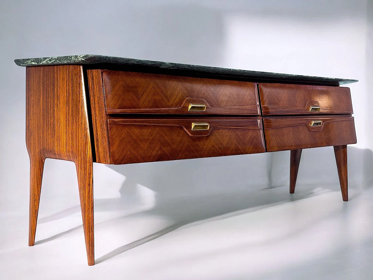 Rosewood & green marble sideboard by La Permanente Mobili, 1950s 7