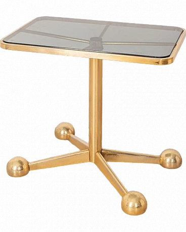 Gilded metal cart with smoked glass top, 1970s