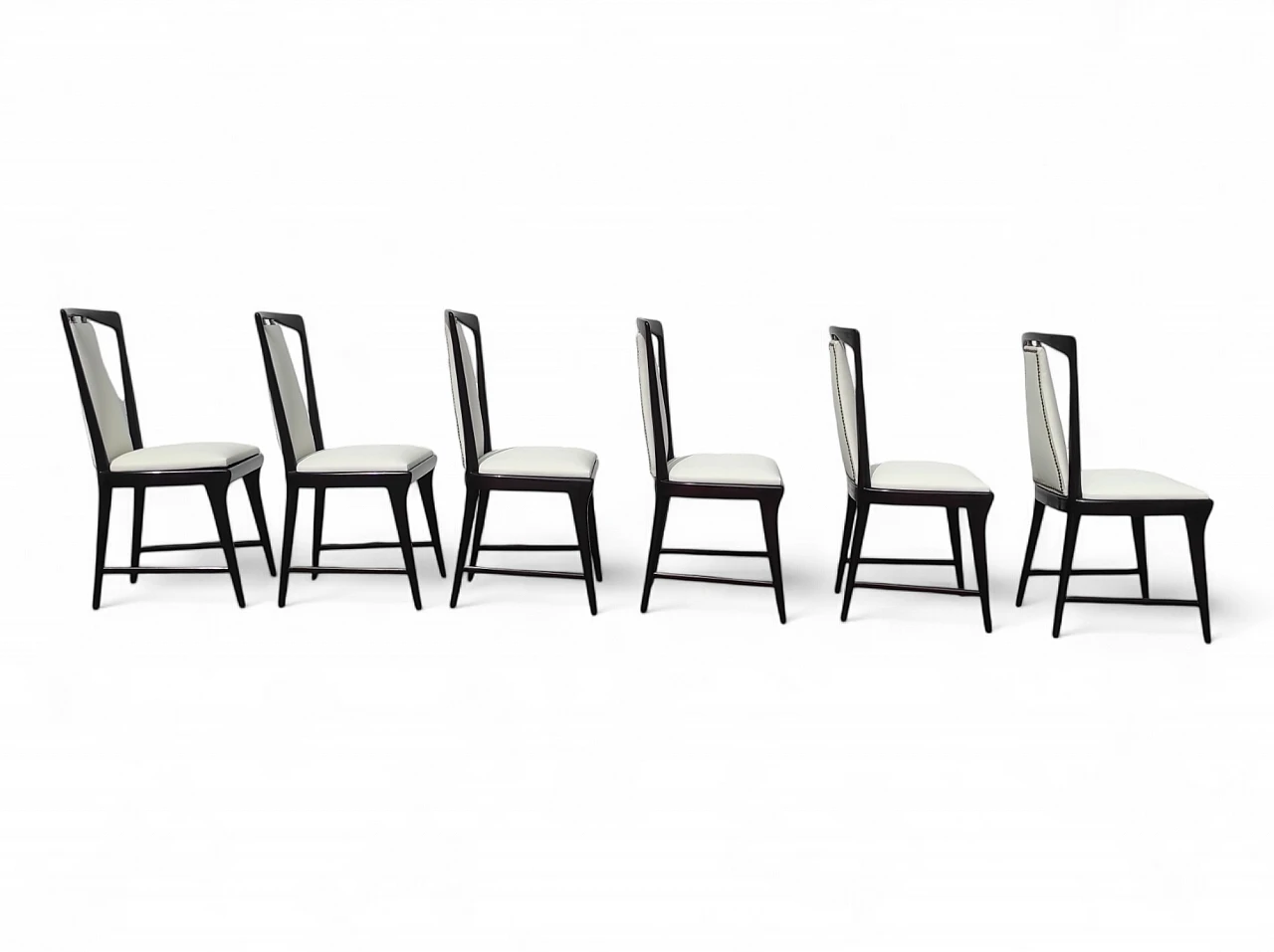 6 Dining chairs in the style of Osvaldo Borsani, 1940s 4