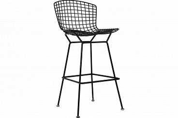 Black metal stool by Harry Bertoia for Knoll Inc, 1970s