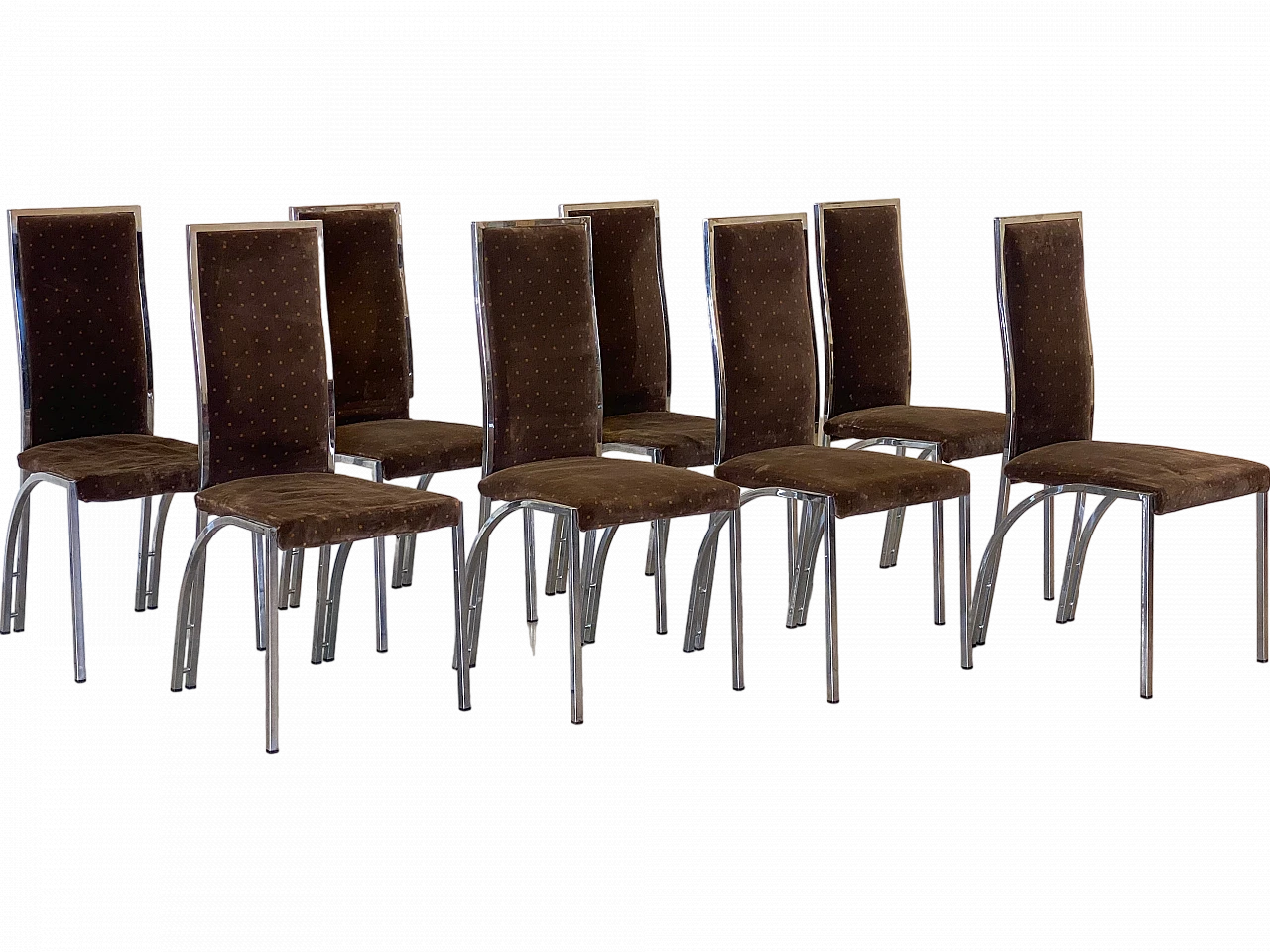 8 Chromed steel chairs, 1970s 13