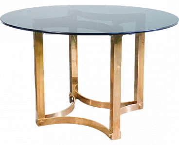 Table with smoked glass top and brass structure, 1970s