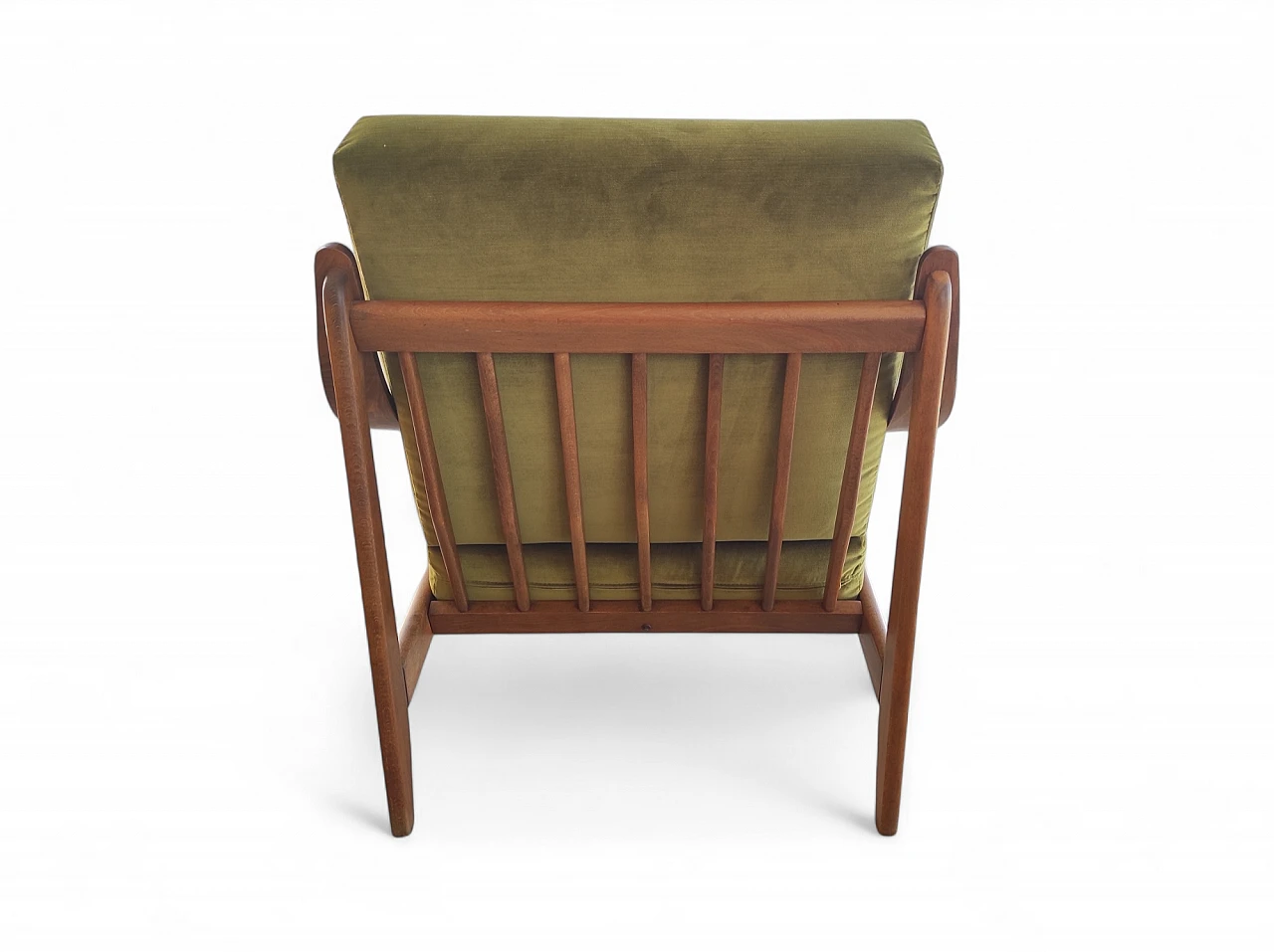 Wooden armchair with velvet and fabric cushions, 1960s 11