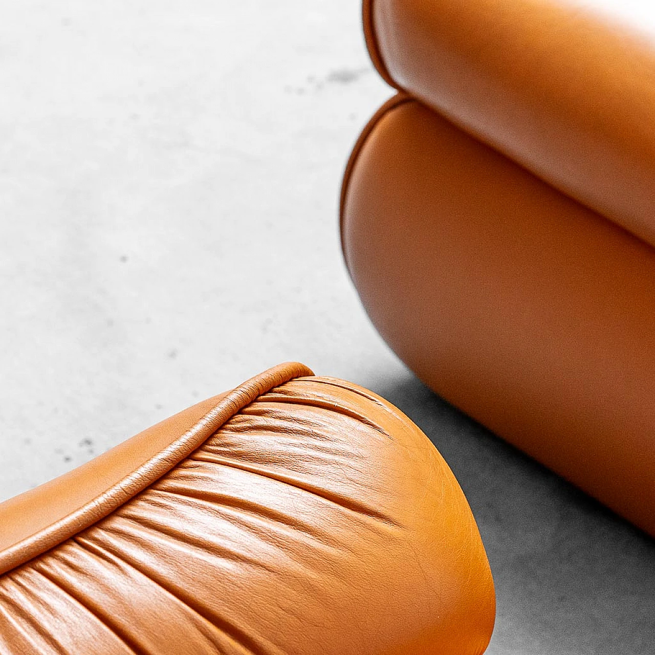 Pair of brown leather armchairs, 1970s 10