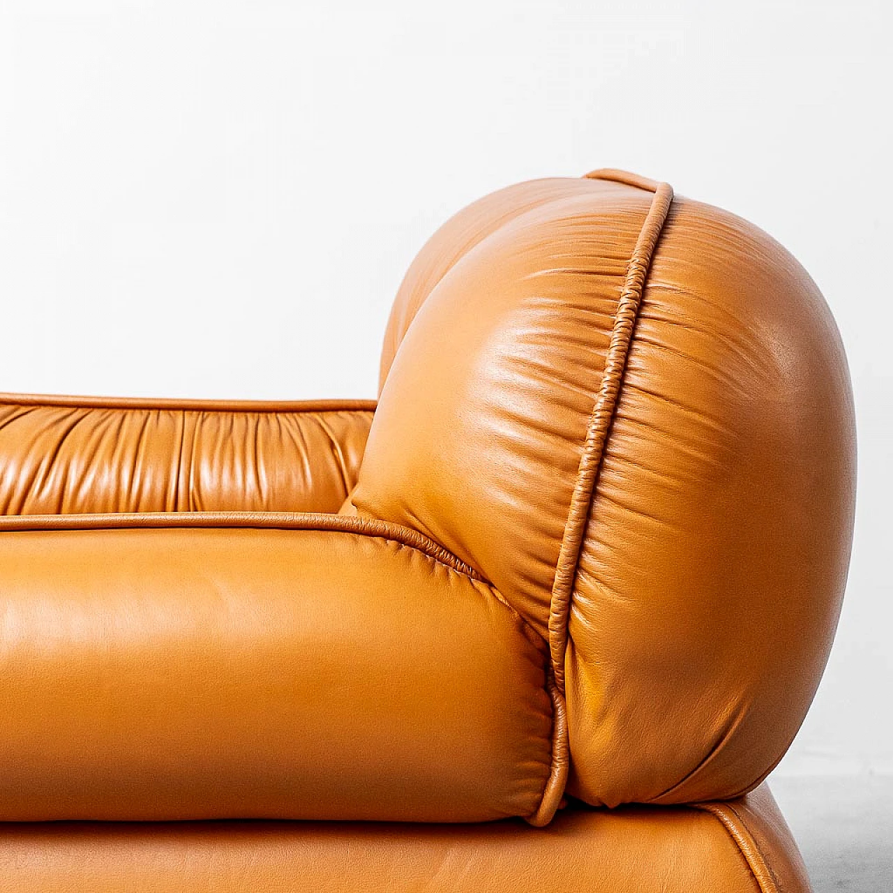 Pair of brown leather armchairs, 1970s 11