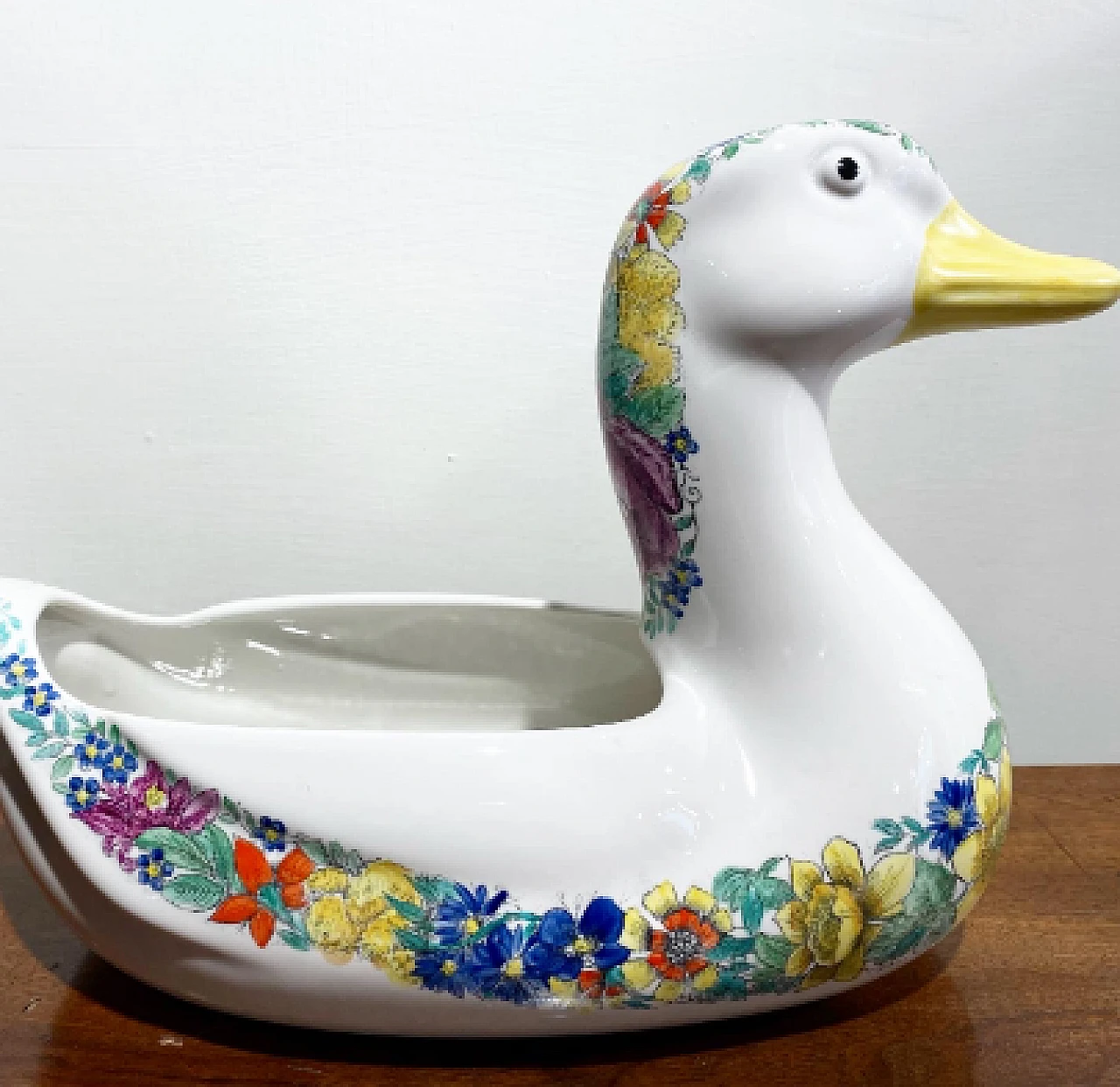 Ceramic duck vase decorated with floral motifs by Fornasetti 1