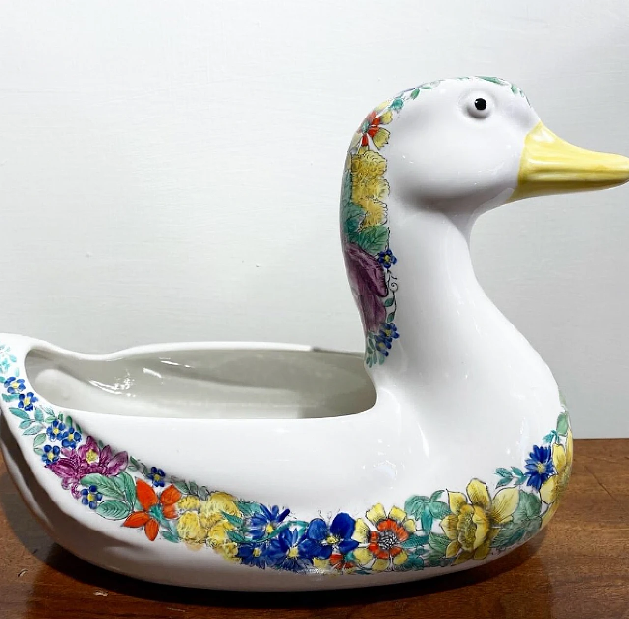 Ceramic duck vase decorated with floral motifs by Fornasetti 2