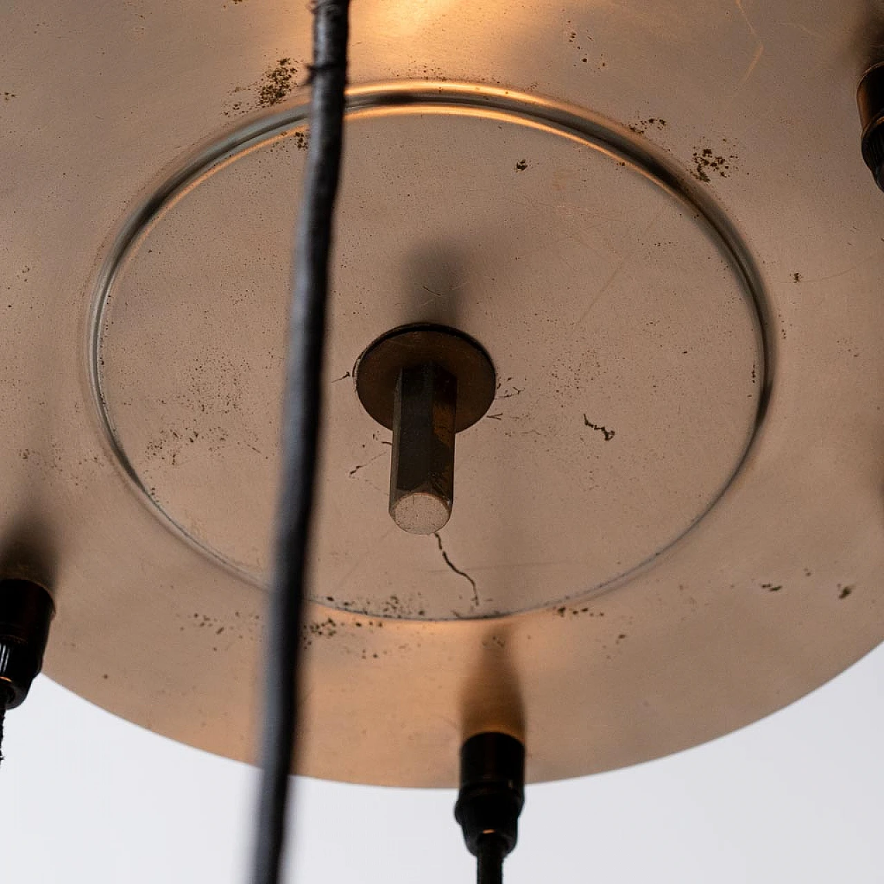 Six-light glass and metal chandelier, 1970s 9