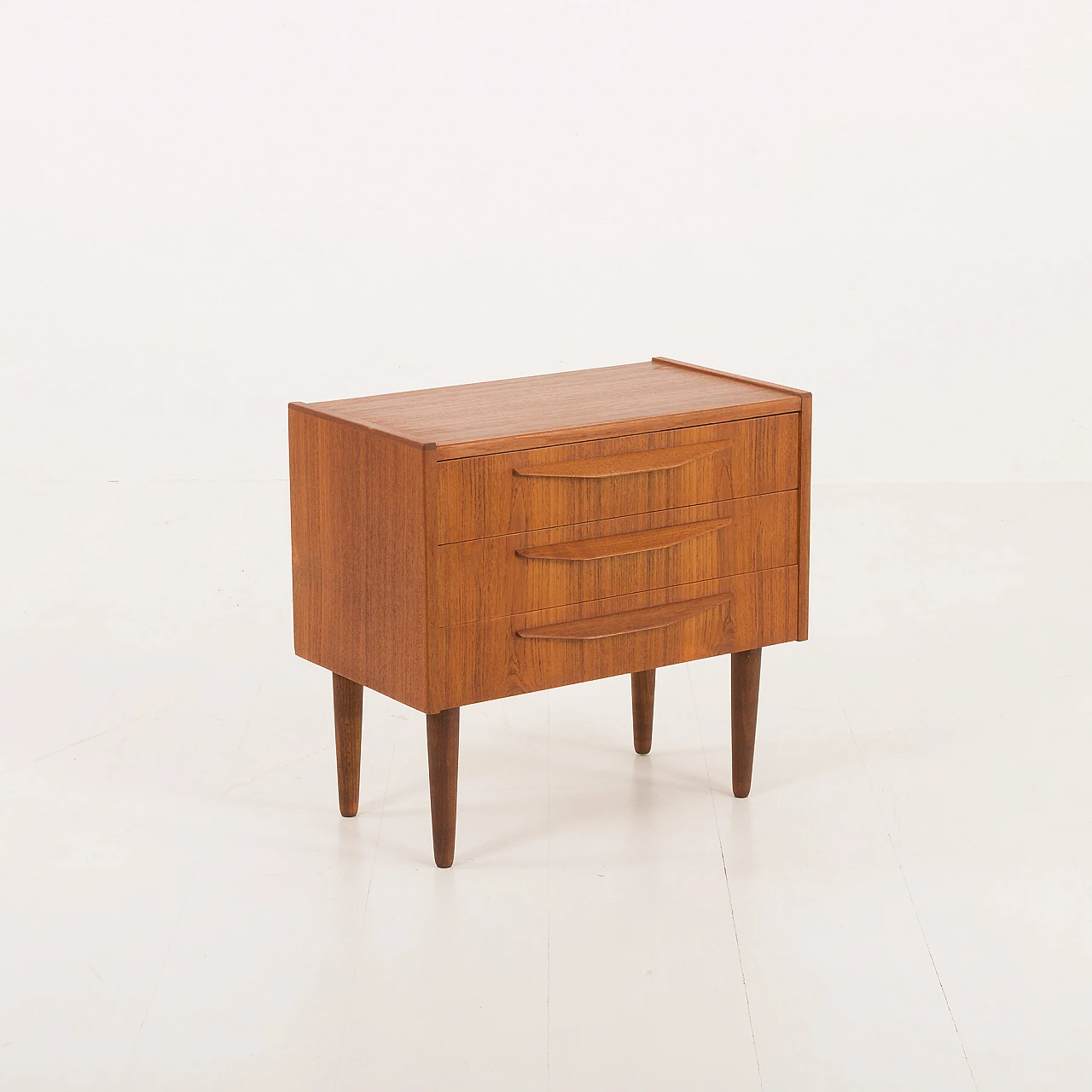 Danish nighstand in teak with three drawers, 1960s 1