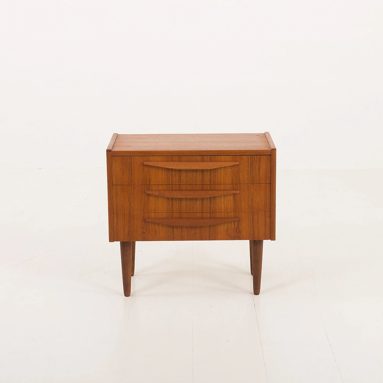 Danish nighstand in teak with three drawers, 1960s 3