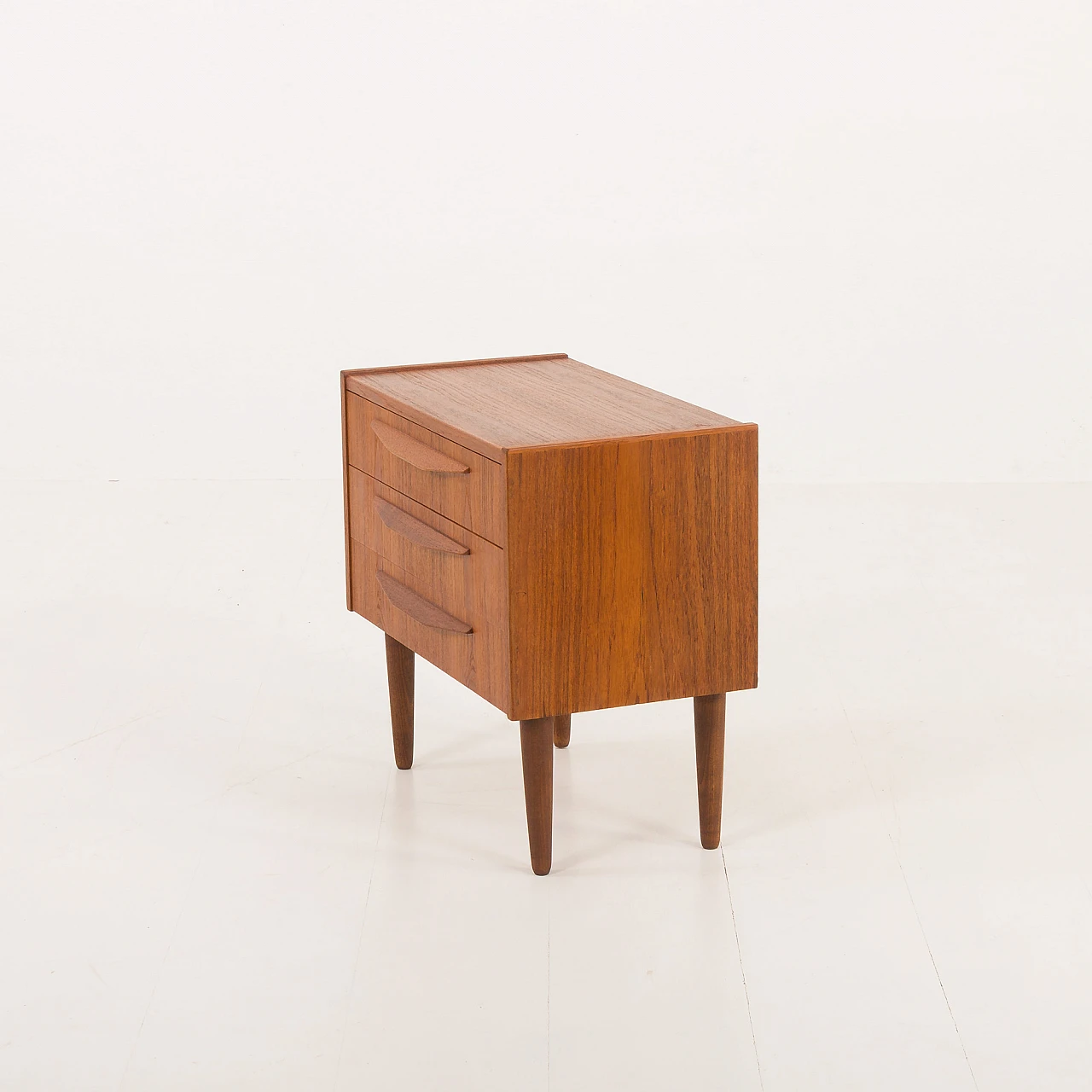 Danish nighstand in teak with three drawers, 1960s 5