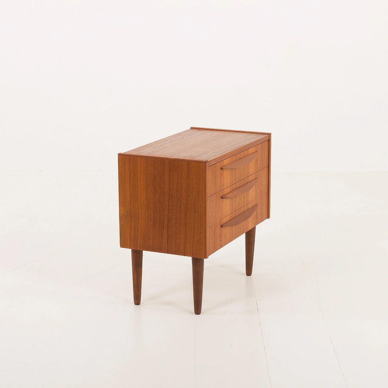 Danish nighstand in teak with three drawers, 1960s 6