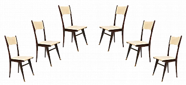 6 Beechwood chairs in the style of Carlo di Carli for Cassina, 1950s