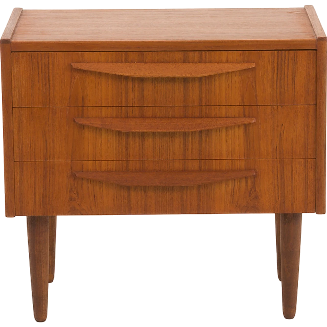 Danish nighstand in teak with three drawers, 1960s 12