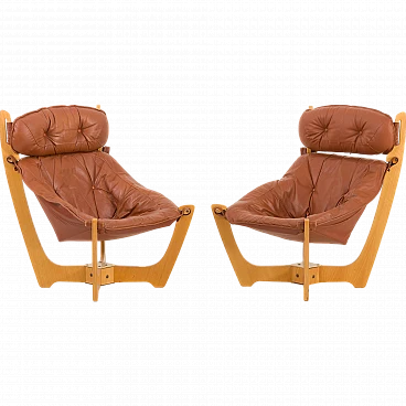 Pair of Luna armchairs by Odd Knutsen for Hjellegjerde, 1970s