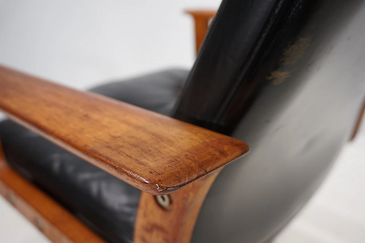 Leather and teak office chair by Arne Vodder for Sibast, 1960s 5