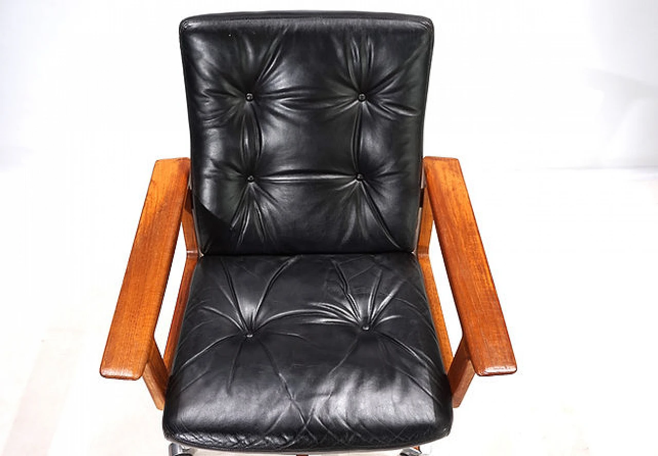 Leather and teak office chair by Arne Vodder for Sibast, 1960s 6