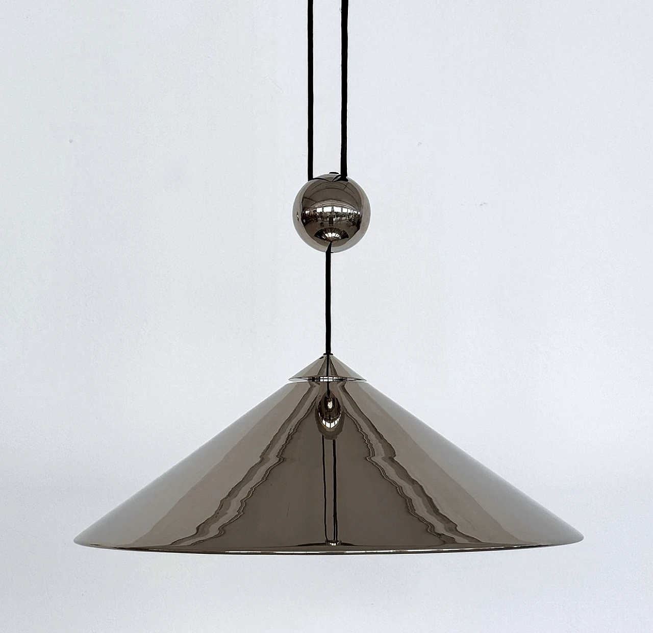 Lampadario Keos placcata in nichel di Florian Schulz, anni '70 1