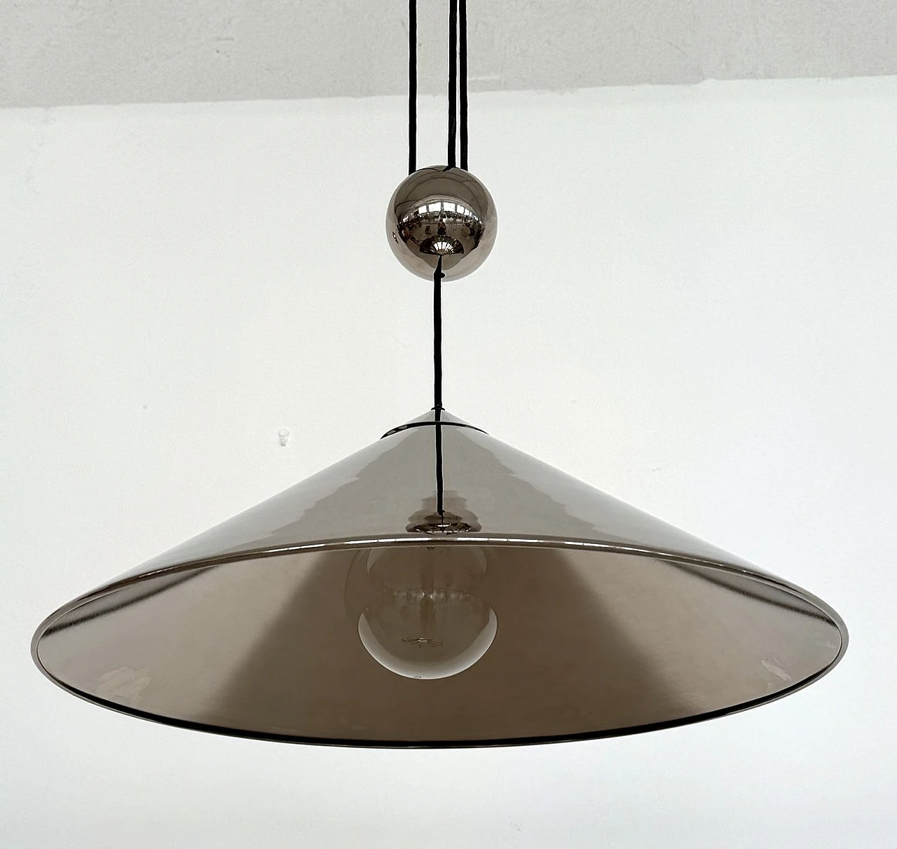 Lampadario Keos placcata in nichel di Florian Schulz, anni '70 8