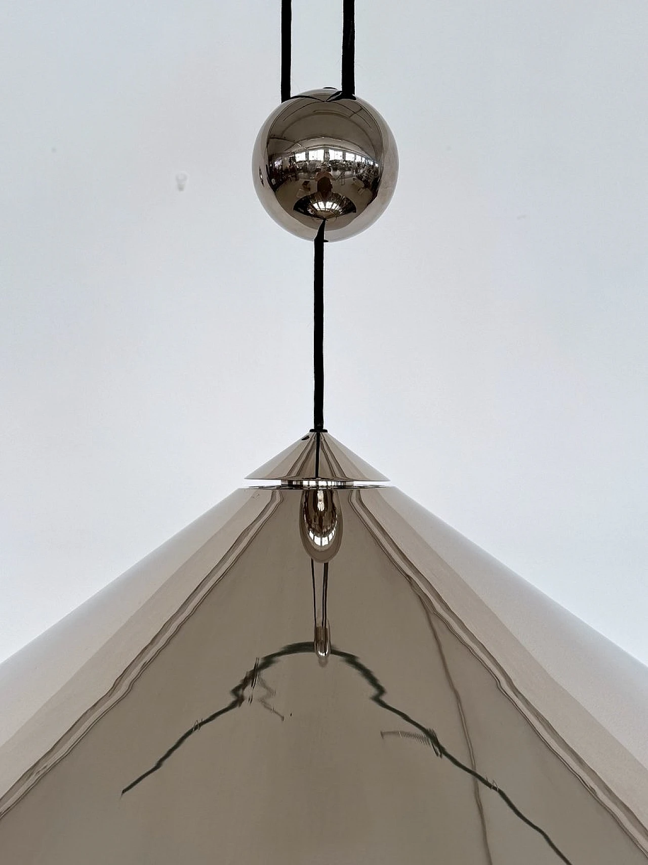 Lampadario Keos placcata in nichel di Florian Schulz, anni '70 9