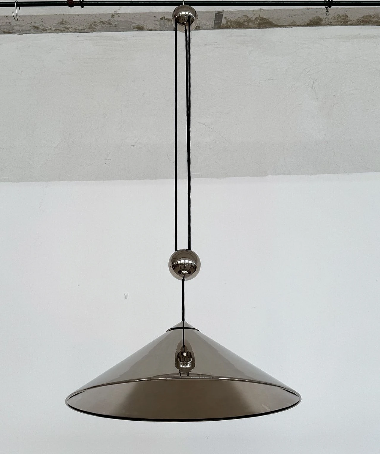 Lampadario Keos placcata in nichel di Florian Schulz, anni '70 10